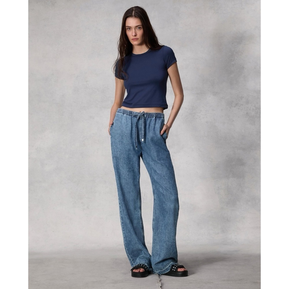 Rag & Bone Ultra Featherweight Logan Wide-Leg Beach Pants Denim Blue 25 - Picture 3 of 10